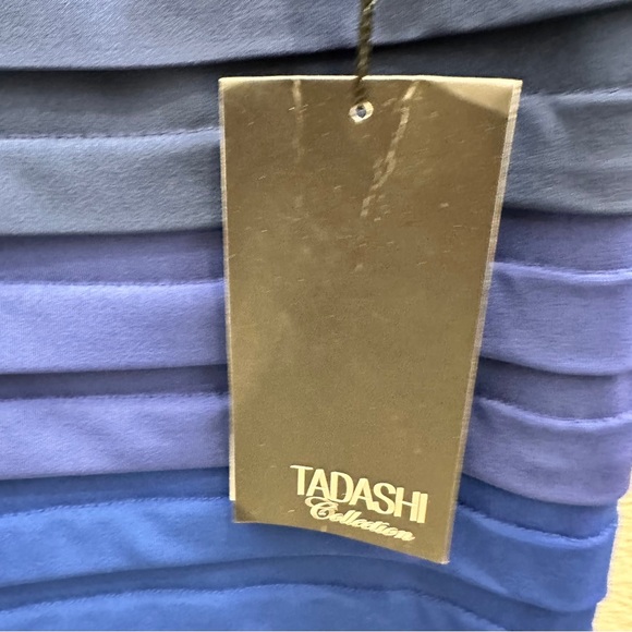 Tadashi Shoji Women's Size L Blue Cocktail Midi Dress Elegant Tiered Layered - Picture 6 of 8
